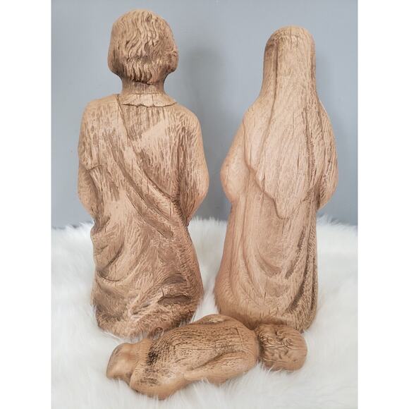 READ Vintage 3‎ Set Christmas Nativity Blow Mold Empire Plastic Wood Grain 18" - Picture 11 of 12